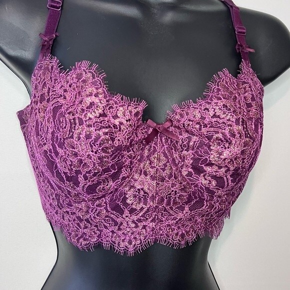 Victoria's Secret Dream Angels Purple Lace Push Up Bra No Padding Size 34DD - Picture 2 of 8